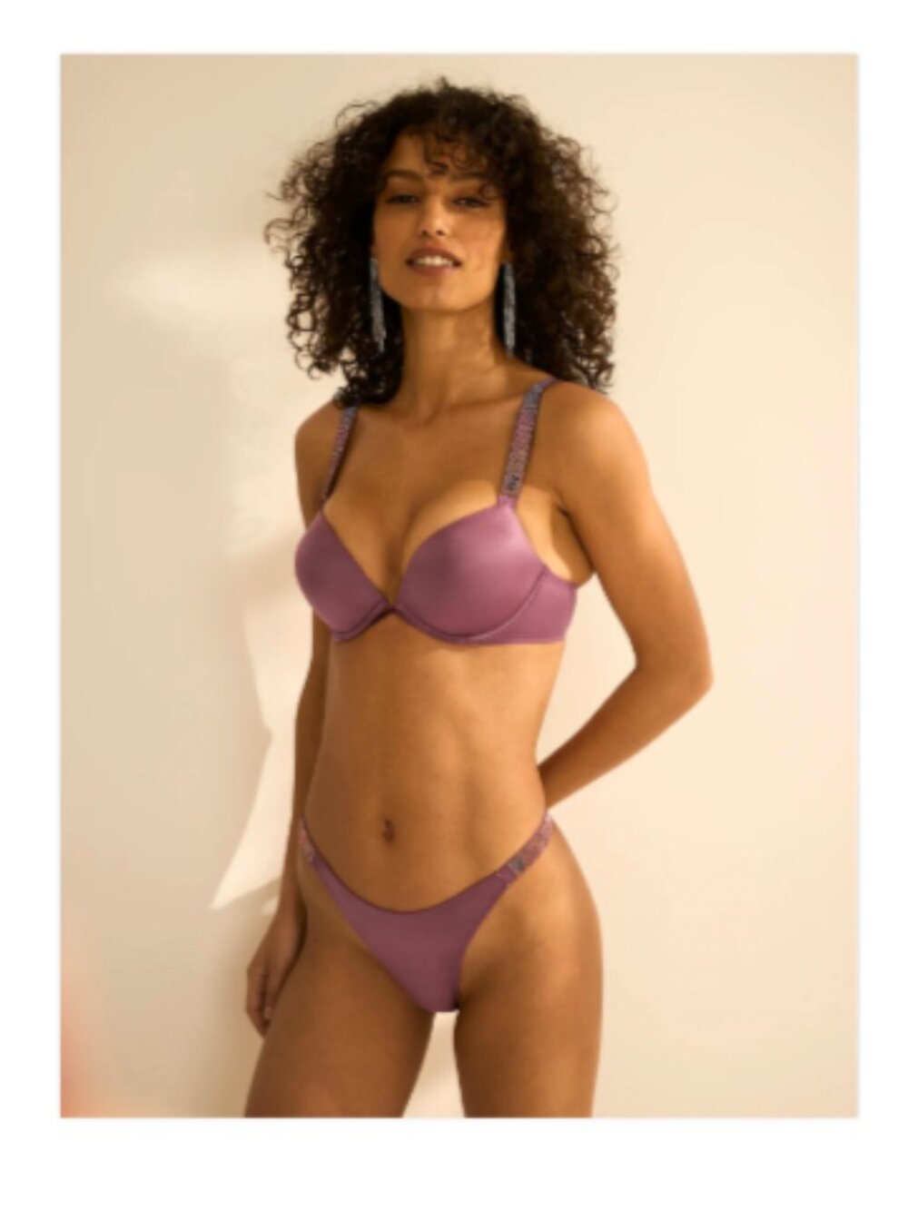 Victoria's Secret Very Sexy Purple Vapor Logo Shine Strap Push-Up Bra 32C Set